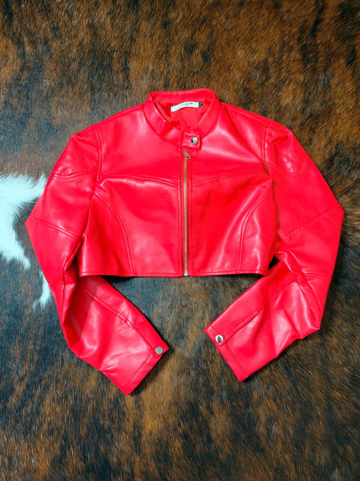Red Hot Cropped Moto Jacket