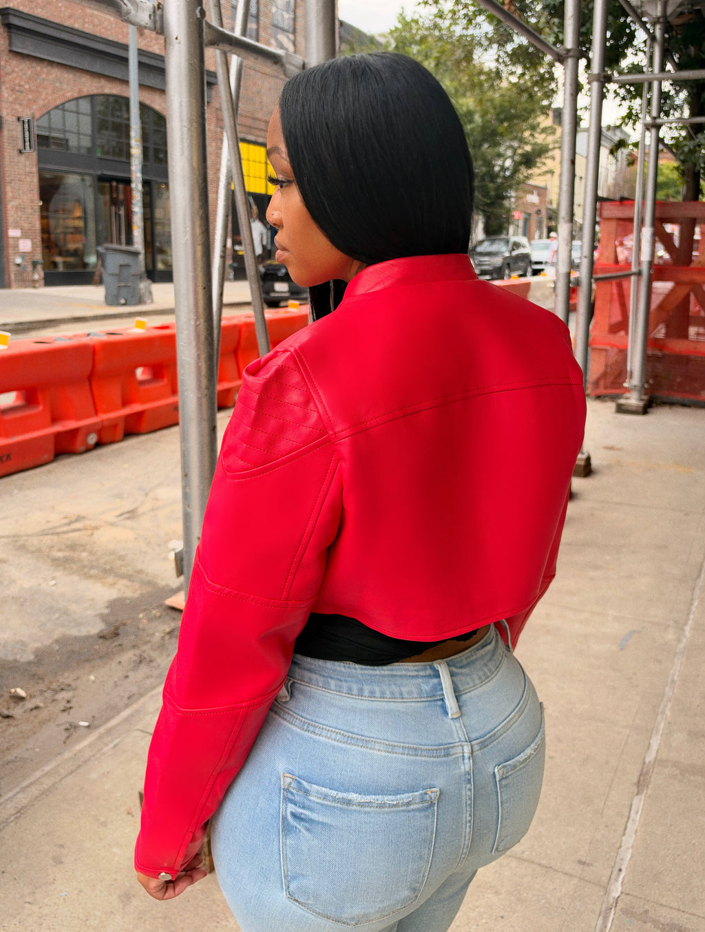 Red Hot Cropped Moto Jacket