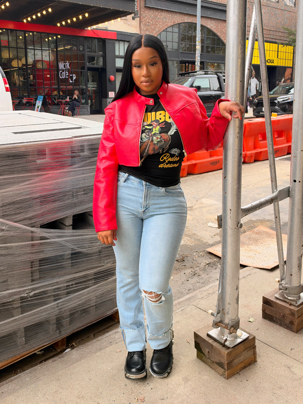 Red Hot Cropped Moto Jacket