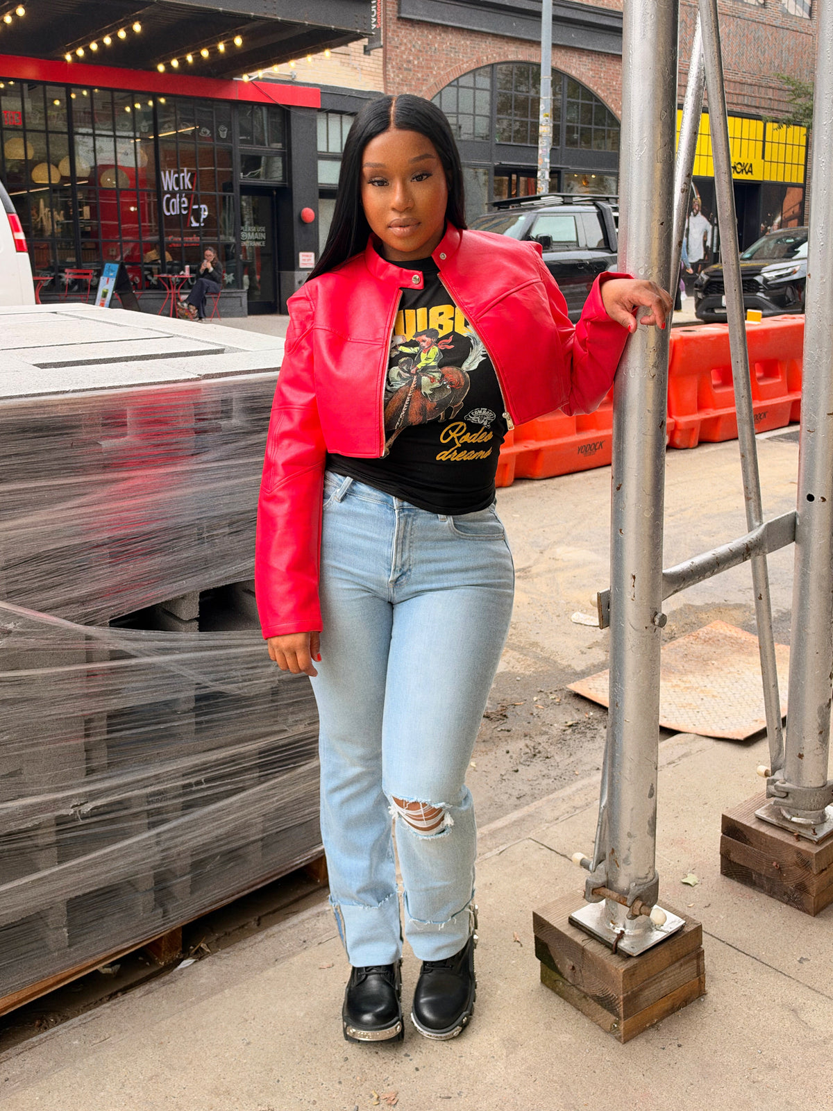 Red Hot Cropped Moto Jacket