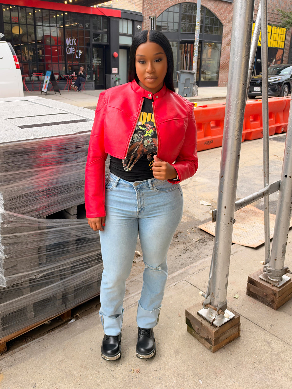 Red Hot Cropped Moto Jacket